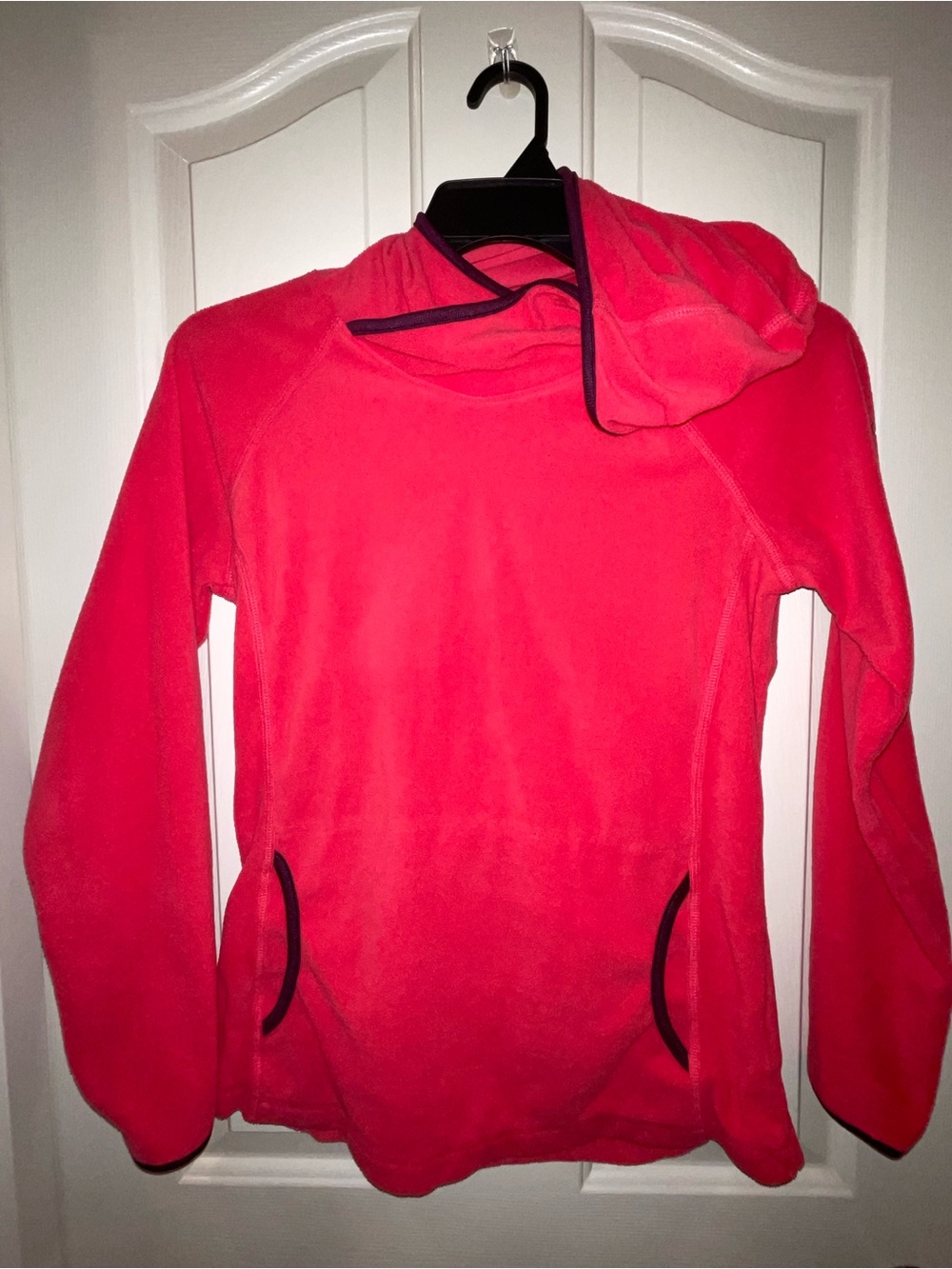 Columbia Women's Lightweight Hot Pink Fleece Pullover Hoodie Sweatshirt Size M